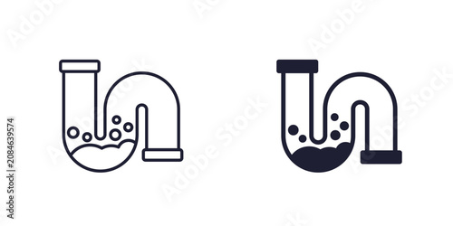 Schilderij op canvas Clog in pipe, drain icon, line and solid design