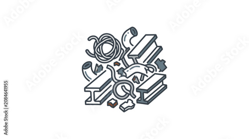 Scrap Metal Pile Vector Illustration