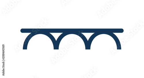 Minimalist Triple Arch Bridge Icon or Logo Symbol
