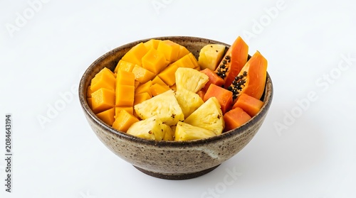 Freshly baked orange and lemon muffins in white bowl.