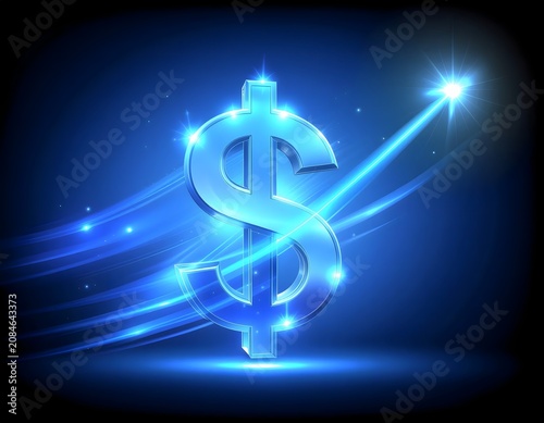 Abstract glowing blue light bulb concept.