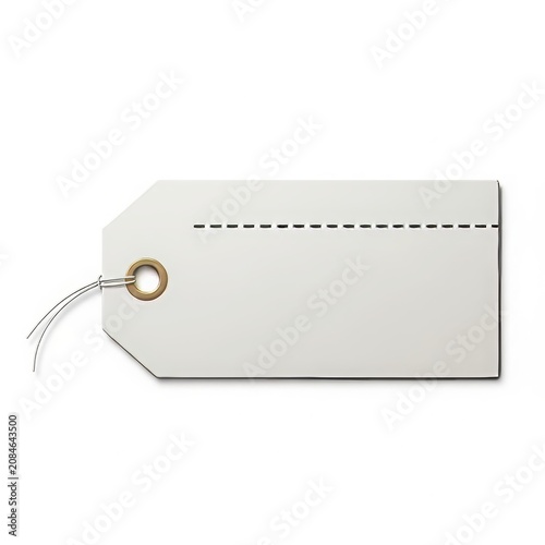 Blank white coupon tag with string and perforated line