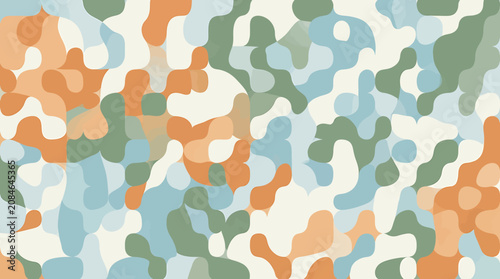 Εκτύπωση καμβά Abstract geometric pattern with colorful rounded shapes in pastel orange green and blue tones