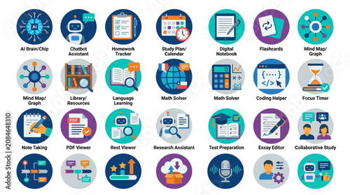 Educational Technology and Study Tools Icon Set