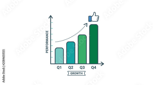 Business Growth, Performance Chart, Quarterly Progress, Infographic Template