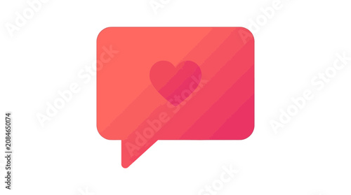 Social media chat, heart speech bubble, pink gradient icon, love symbol, messaging