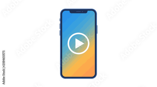 Smartphone, play button, video playback, mobile phone icon, gradient background