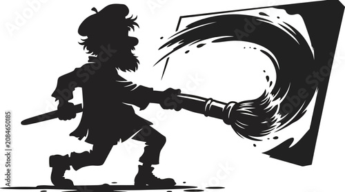 Pirate swinging a large sword wildly.