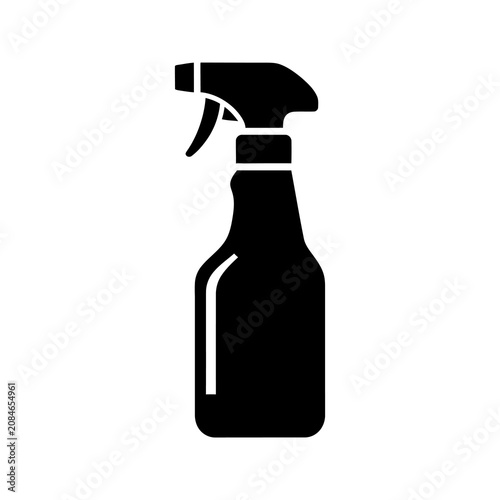 Black silhouette of spray bottle icon on transparent background.