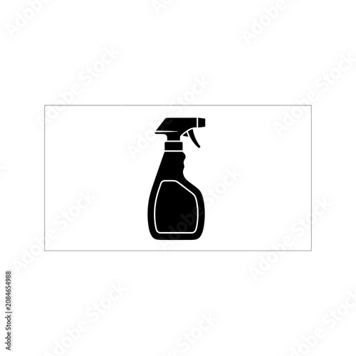 Black spray bottle silhouette on transparent background.