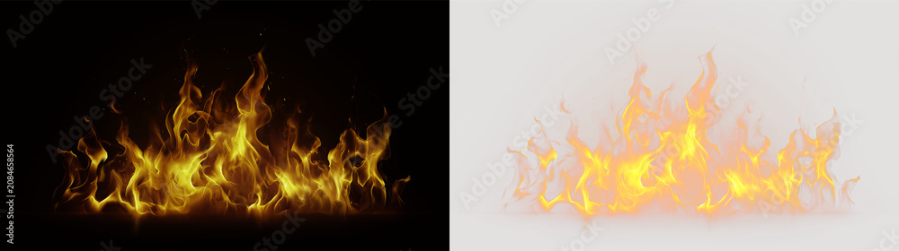 Fototapeta premium Flames rising and dancing in an isolated space with a transparent background