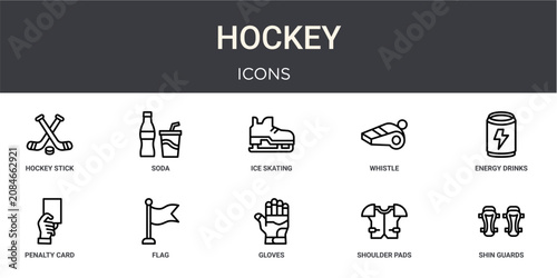 Photos Set of 10 outline Hockey icons for reports, landing pages and application screens