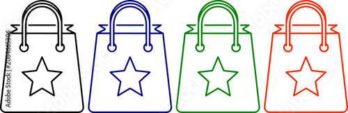 Shopping bags with star icons black blue green orange retail store purchase
