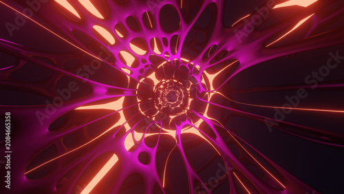 фотографія Purple magenta organic structure glowing on dark background, surreal biological