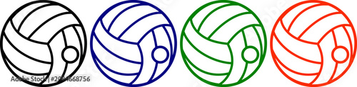 Photos Volleyball icons set sport game ball recreational activity equipment outline sim