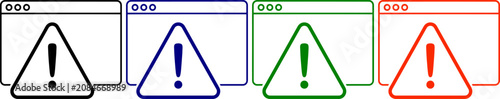 Photos Warning triangle alert sign inside web browser window for error or danger notifi