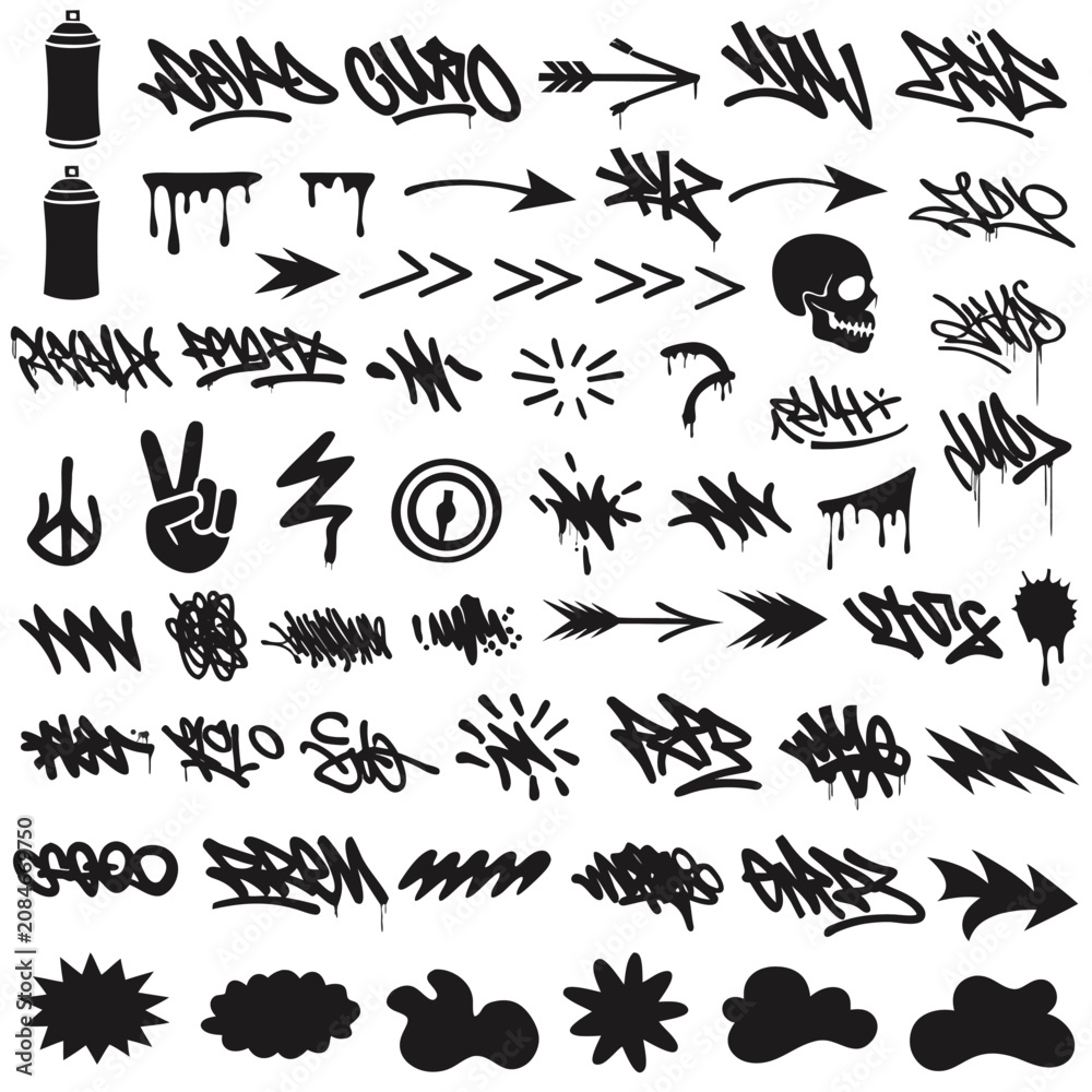 Fototapeta premium Graffiti tags and street art symbols