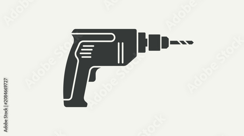Simple electric drill icon, minimalist vector design.