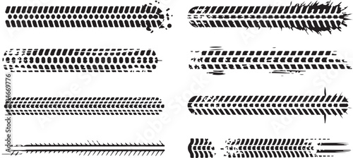 tire track vector set black tread patterns on white background