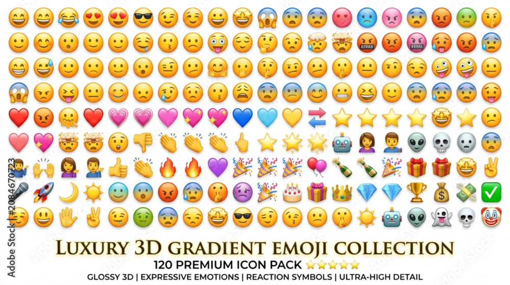 Naklejka premium Luxury 3d gradient emoji collection for digital design