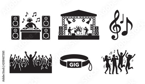 Music Performance Stage Setup with Drums and Amplifiers for Live Concert Event