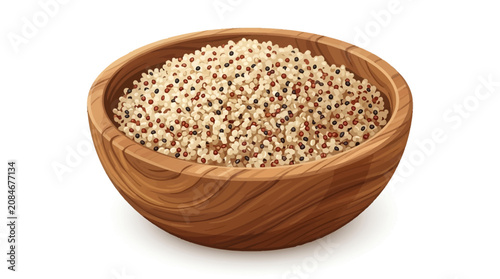 Obraz na plátne Wooden bowl filled with colorful quinoa grains on white background