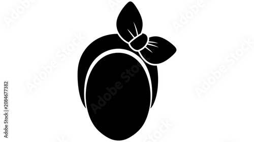 Tableau sur toile Headband With Bow Silhouette On White Background