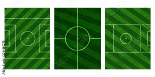 Tableau sur toile soccer field vector illustration with green striped texture football pitch sport
