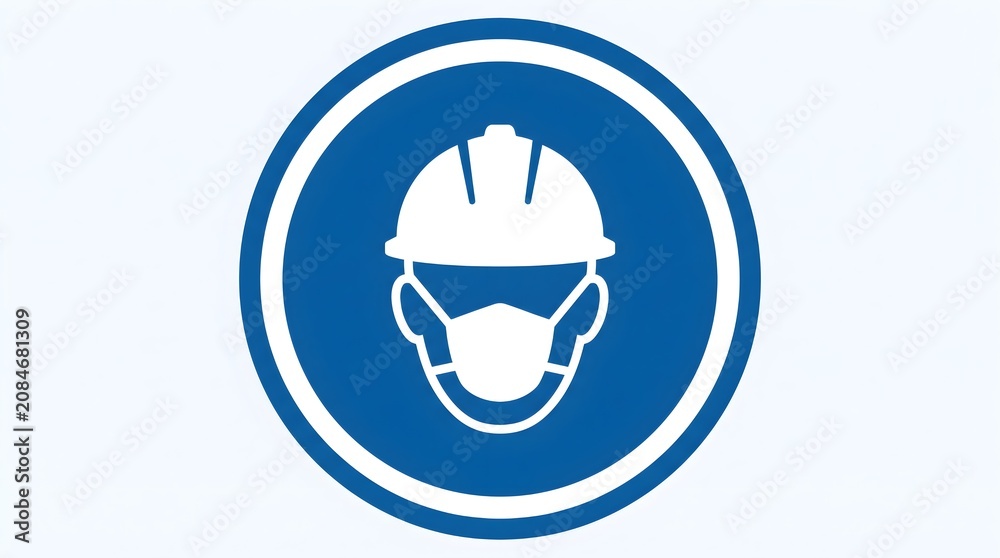 Fototapeta premium Mandatory Wear Safety Helmet and Face Mask Sign icon