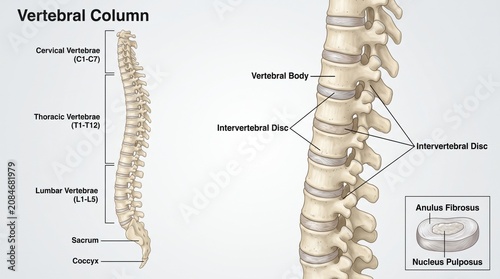 Detailed illustration of human spine anatomy for medical education
