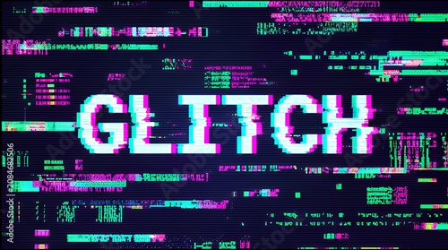 Neon Pixel Distortion: Cyber Glitch Art with Digital Error Effects