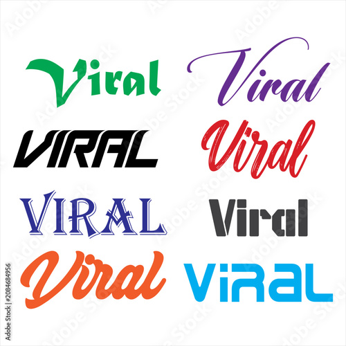 Viral Text Typography Vector Set - Creative Viral Calligraphy Logo Design Elements