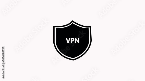 Digital vpn Text Animation on black background. Neon HUD Gaming Title with Red and Blue Glow on Sunburst.
