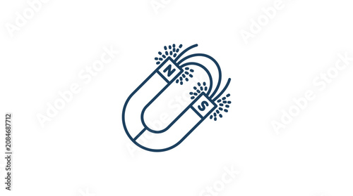 Fotografi Horseshoe Magnet Outline Vector Illustration