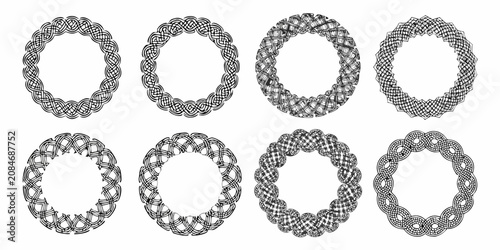 Quadro su tela celtic knot circular frames vector black and white ornament pattern design inter