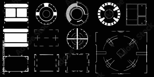 Konstfotografi futuristic frames and shapes vector illustration on black background geometric c