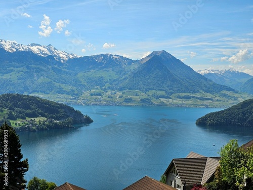 lake and mountains in vitznau, swiss