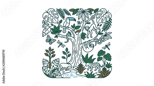 Photography Jungle Scene Vector Illustration