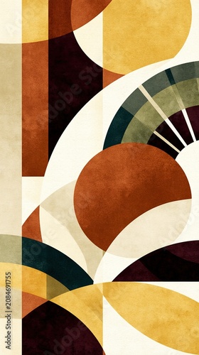 Terracotta and ivory abstract art with layered shapes