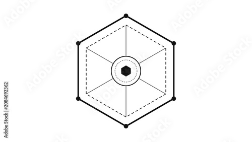 Abstract hexagon tech frame border shape for futuristic UI HUD and digital interface design