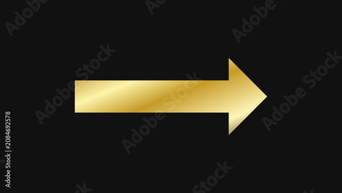 Foto Luxury gold foil right arrow fading 3D metallic direction pointer emergent