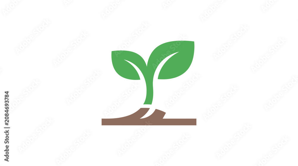 Fototapeta premium Minimalist Green Sprout Seedling Icon Vector Graphic