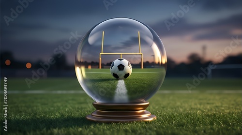 Crystal Sphere Vision: Soccer Goal and Field Reflection Art
