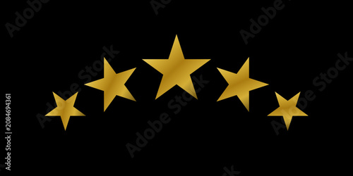Schilderij op canvas Luxury 3D gold forged five star rating premium metal award icon