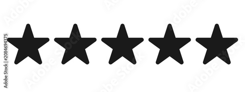 Quadro su tela Five star rating icon for review and feedback on transparent background