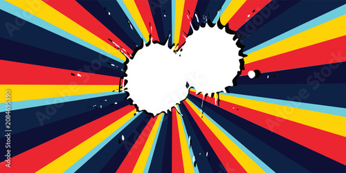 Obraz na plátně Comic explosion background with colorful rays and stars, pop art style for usage