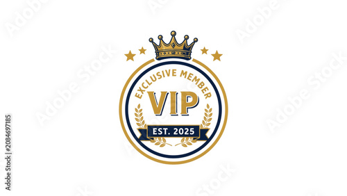 Vip member badge with crown and golden background design Vector