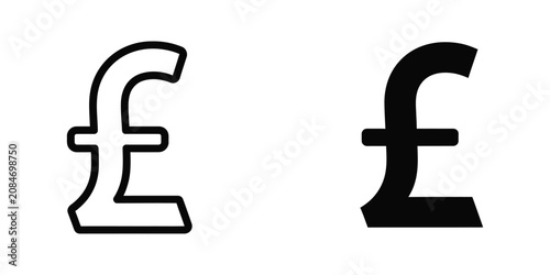 Cuadro en lienzo British Pound Sterling Currency Symbols in Outline and Solid Black Styles