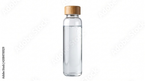 Glass bottle, clear, with wooden cap, empty, laboratory, chemistry