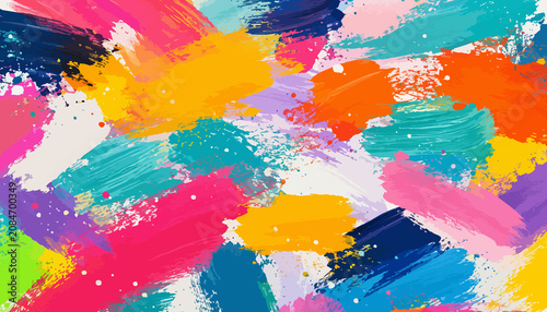 Foto Colorful abstract paint strokes and splatters a vibrant vector illustration abst